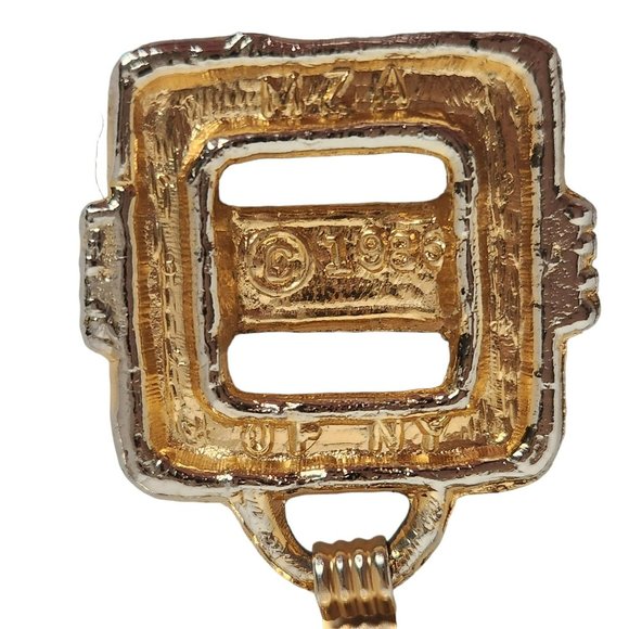 Vintage 1986 MZA of NY Gold Metal Statement Belt 37-3/4" L x 1-1/2" W - Picture 6 of 15
